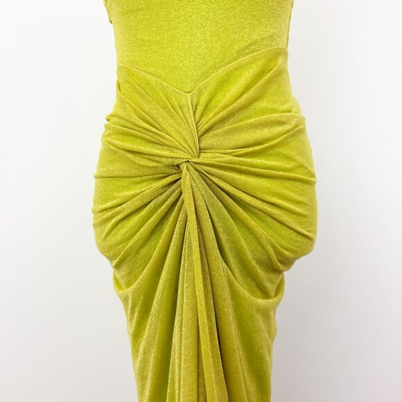 NWT Baobab Aria Dress Size S Lime Punch Midi Off-the-Shoulder Free People Slit - Picture 4 of 10